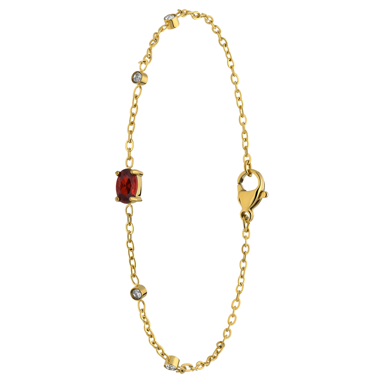 Stainless steel goldplated armband vintage ruby