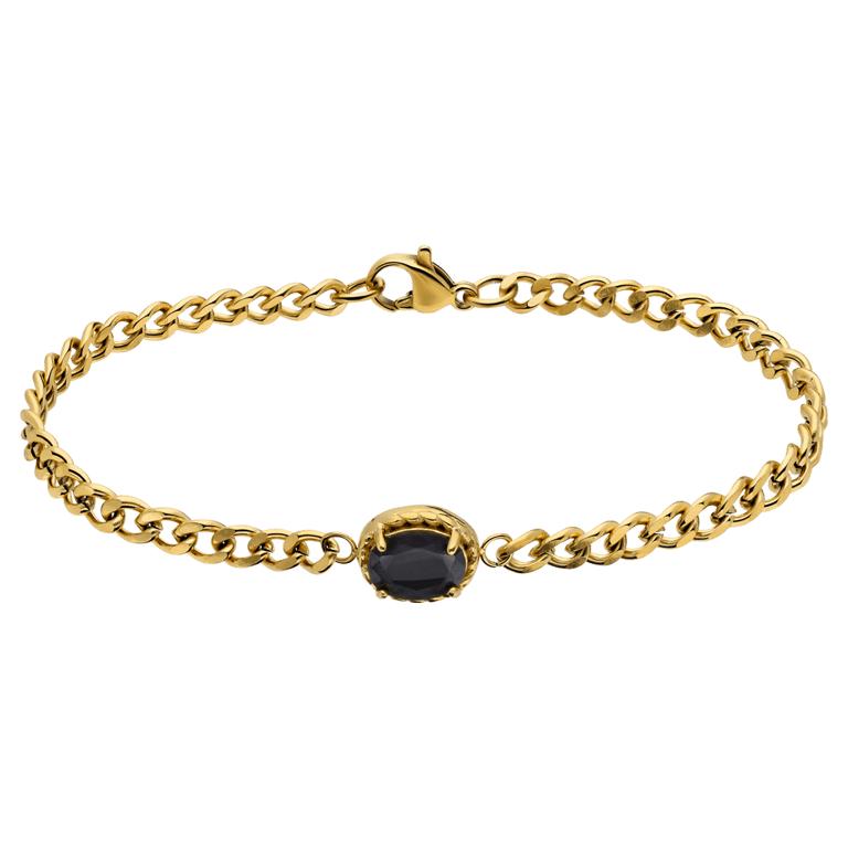 Armband aus Edelstahl, vergoldet, Vintage, Schwarz