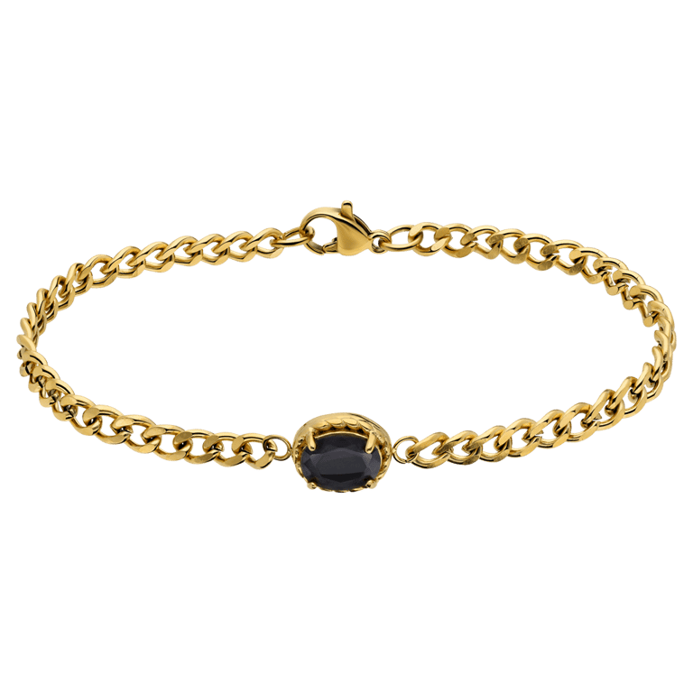 Stainless steel goldplated fantasiearmband met zirkonia voor dames