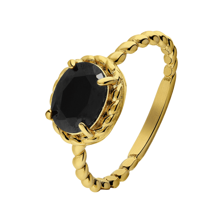 Stalen goldplated ring vintage zwart