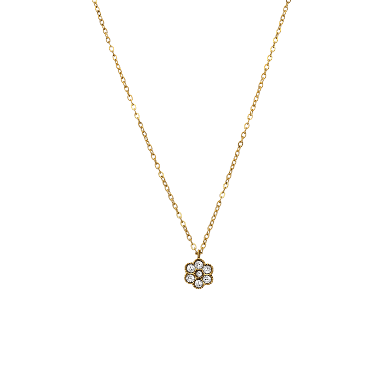 Stalen goldplated ketting vintage bloem wit voor dames