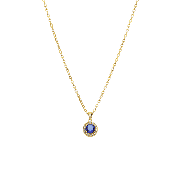 Stainless steel goldplated ketting met hanger met zirkonia voor dames