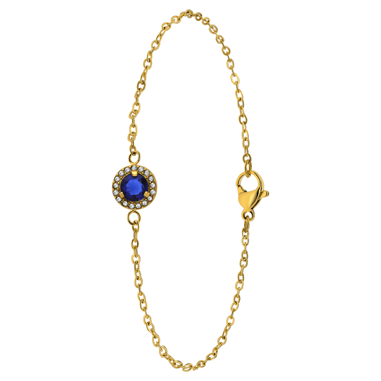 Stainless steel goldplated armband vintage blauw