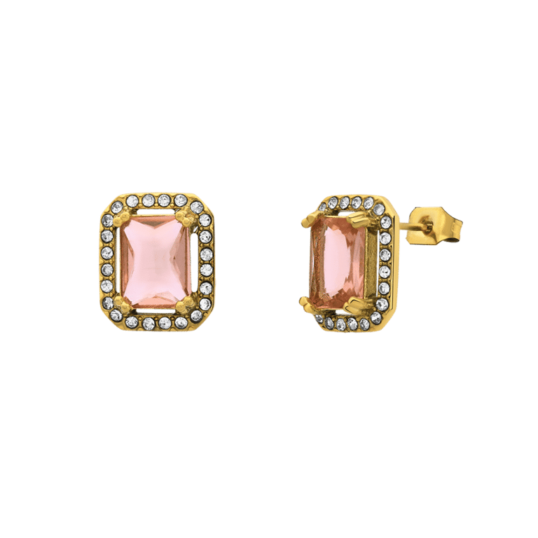 Stalen goldplated oorknoppen vintage light peach voor dames