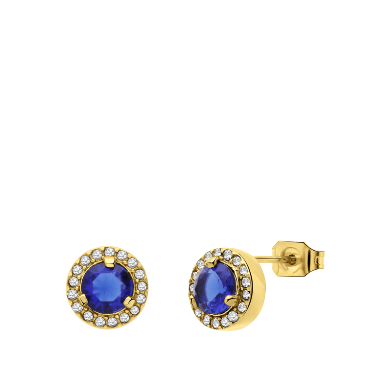 Stalen goldplated oorknoppen vintage blauw voor dames