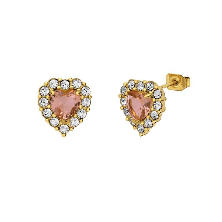 Stainless steel goldplated oorknoppen hart voor dames