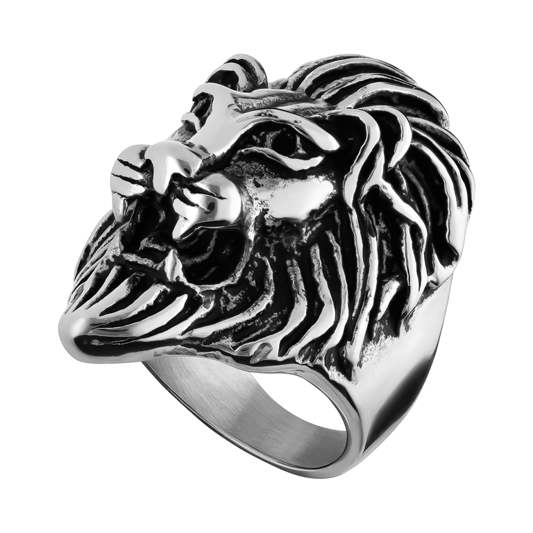 Ring aus Edelstahl mit Löwe
