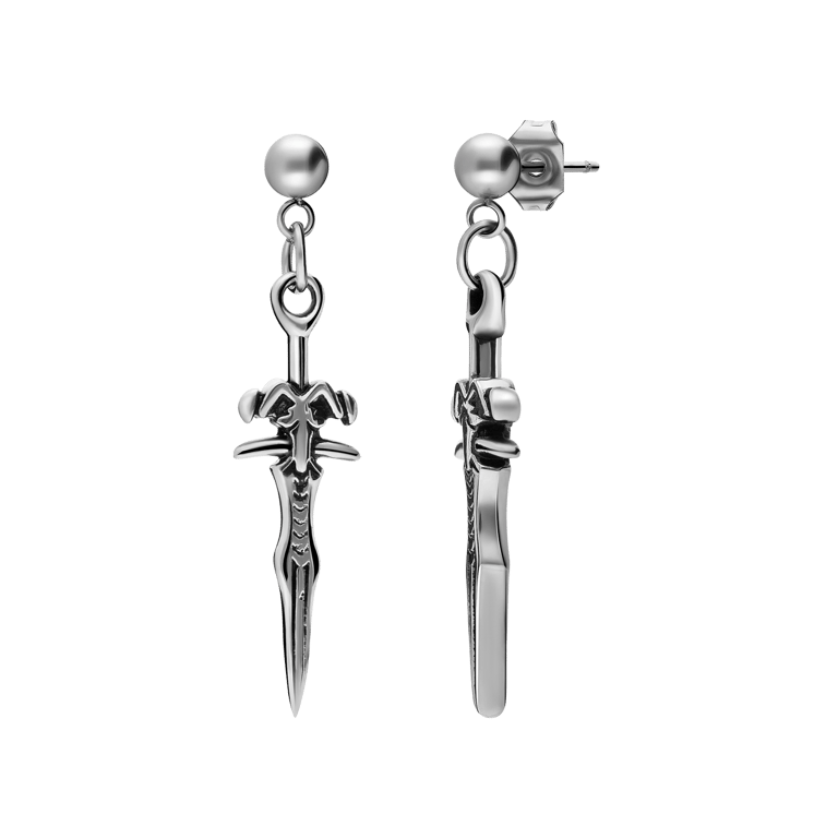 Stainless steel oorringen met zwaard voor heren