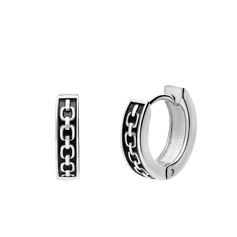 Stainless steel oorringen bewerkt voor heren