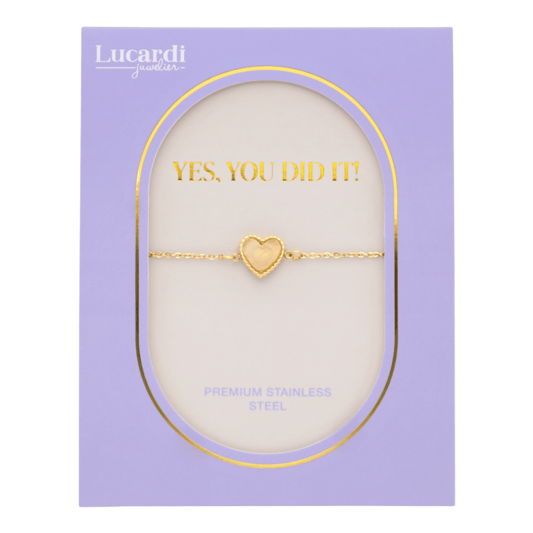 Stalen goldplated fantasiearmband met rozenkwarts voor dames