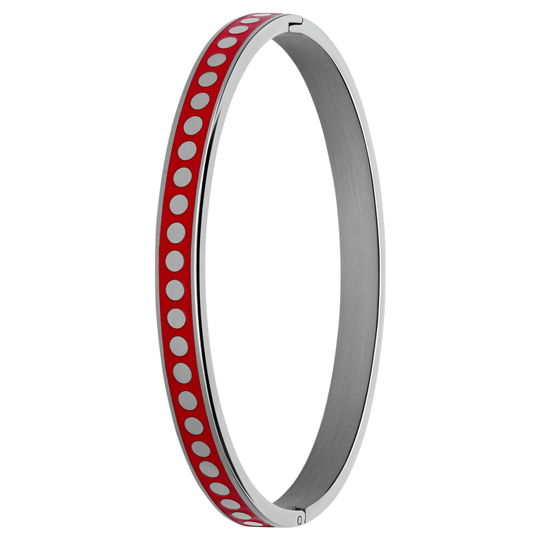 Stalen bangle met ruby rood