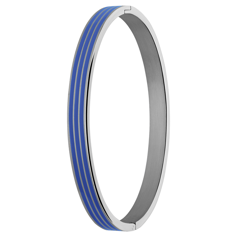 Stalen bangle met blauwe strepen