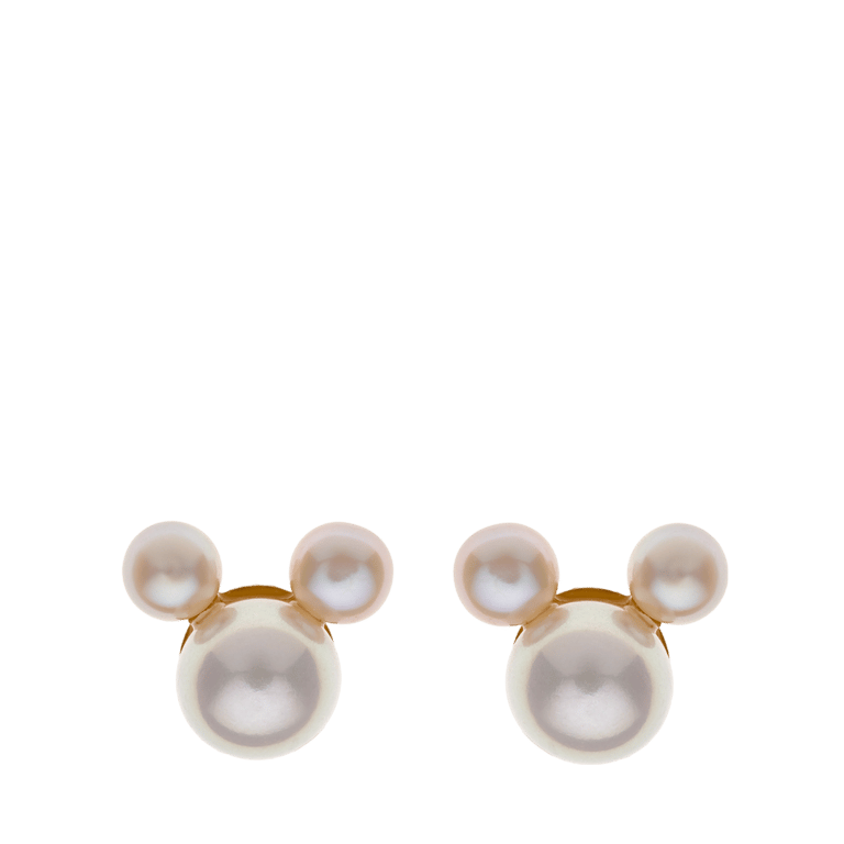 9 karaat oorbellen Mickey Mouse met parels