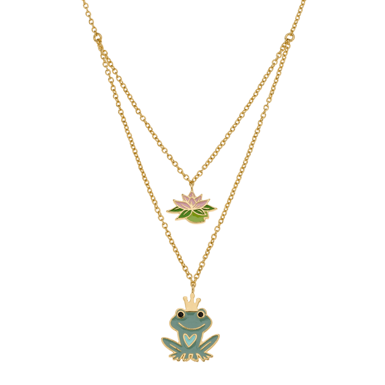 Zilveren goldplated ketting Disney kikker