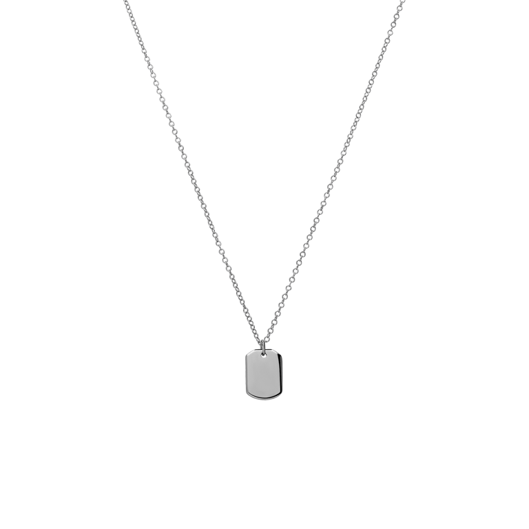 Zilveren ketting met hanger ID tag