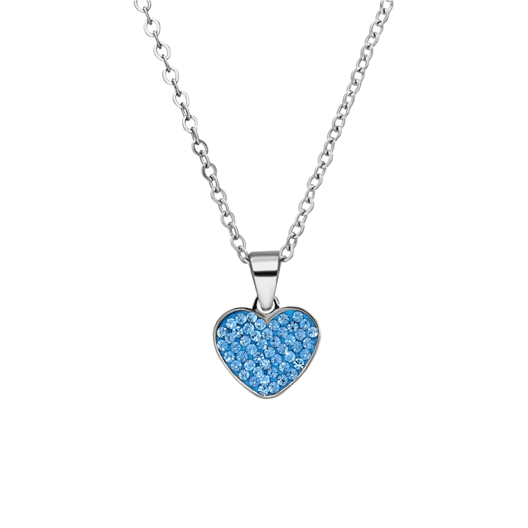 LivLiv stainless steel ketting hart met kristal aqua voor dames