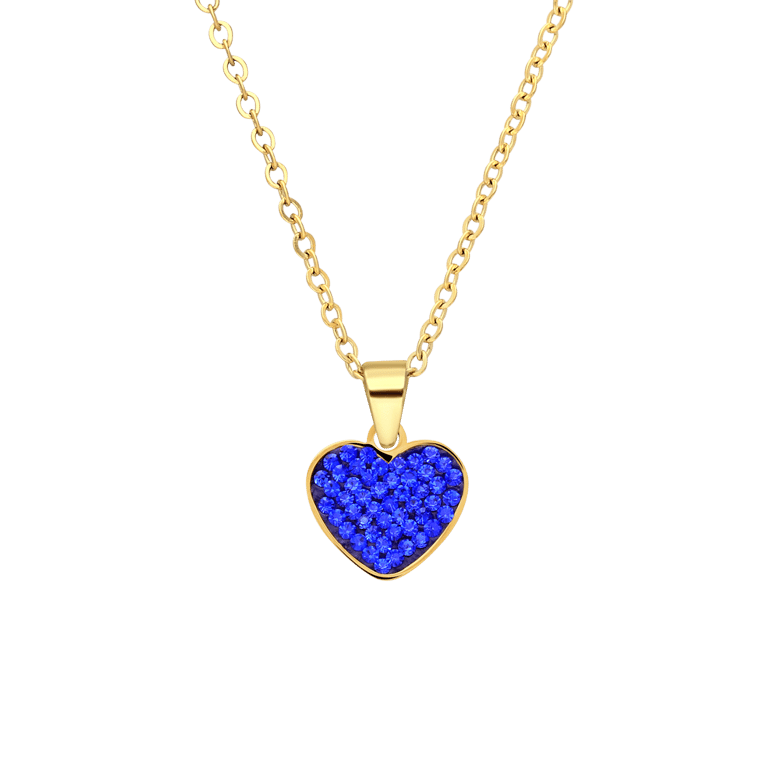 Stainless steel goldplated ketting met hanger hart met blauw kristal voor dames