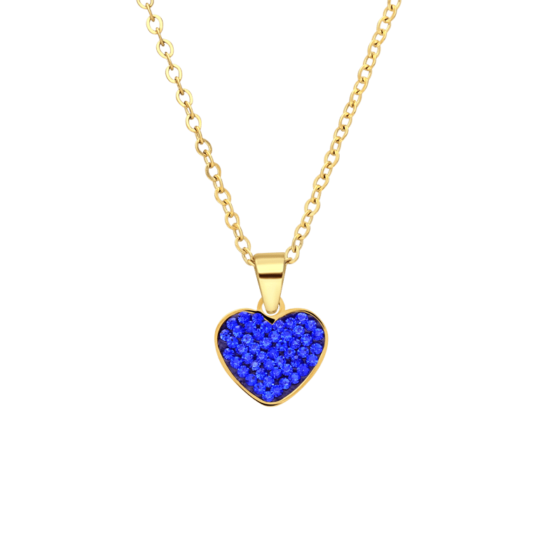 Stalen goldplated ketting hart kristal sapphire