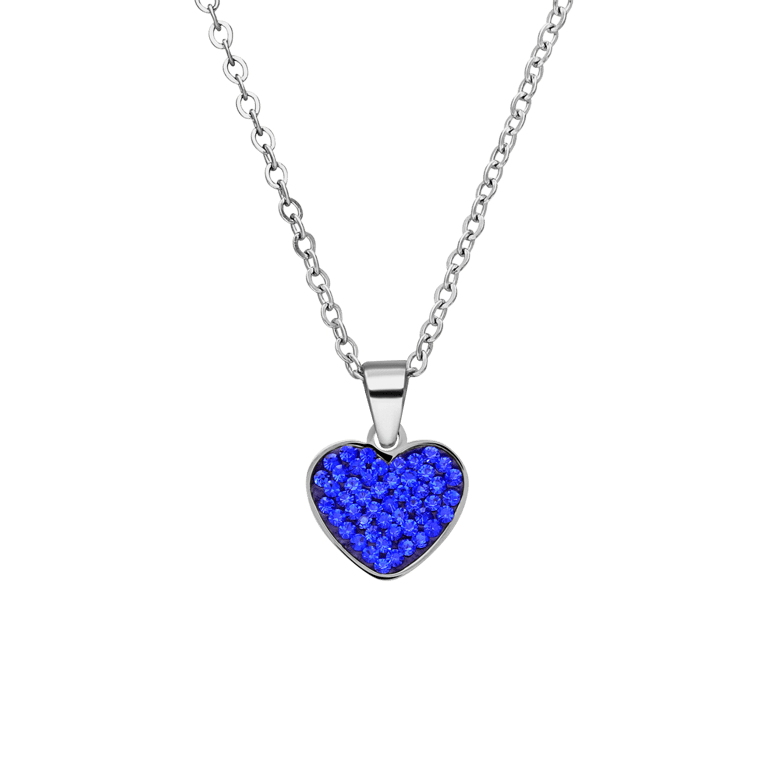 LivLiv stainless steel ketting hart met kristal sapphire voor dames