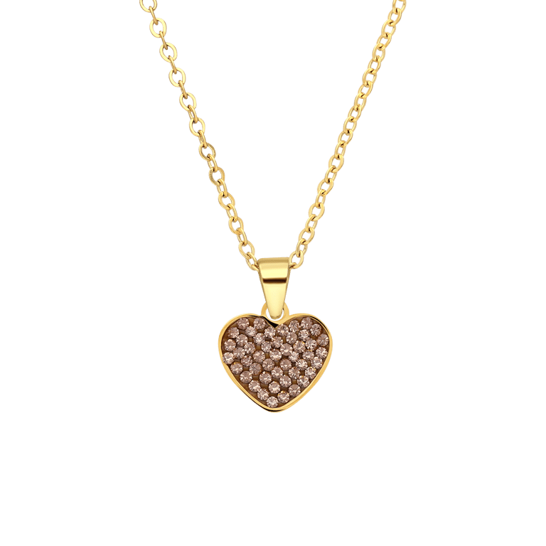 Stainless steel goldplated ketting met hanger hart met colorado kristal voor dames