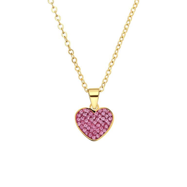 Armband aus Edelstahl, vergoldet, Herz mit Kristall, Rosa