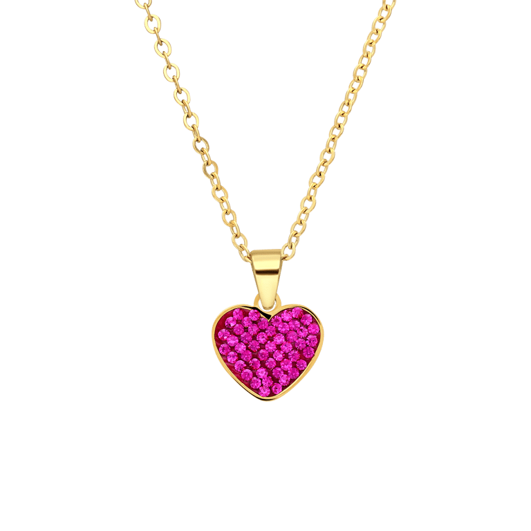 Stalen goldplated ketting met hanger hart met kristal voor dames