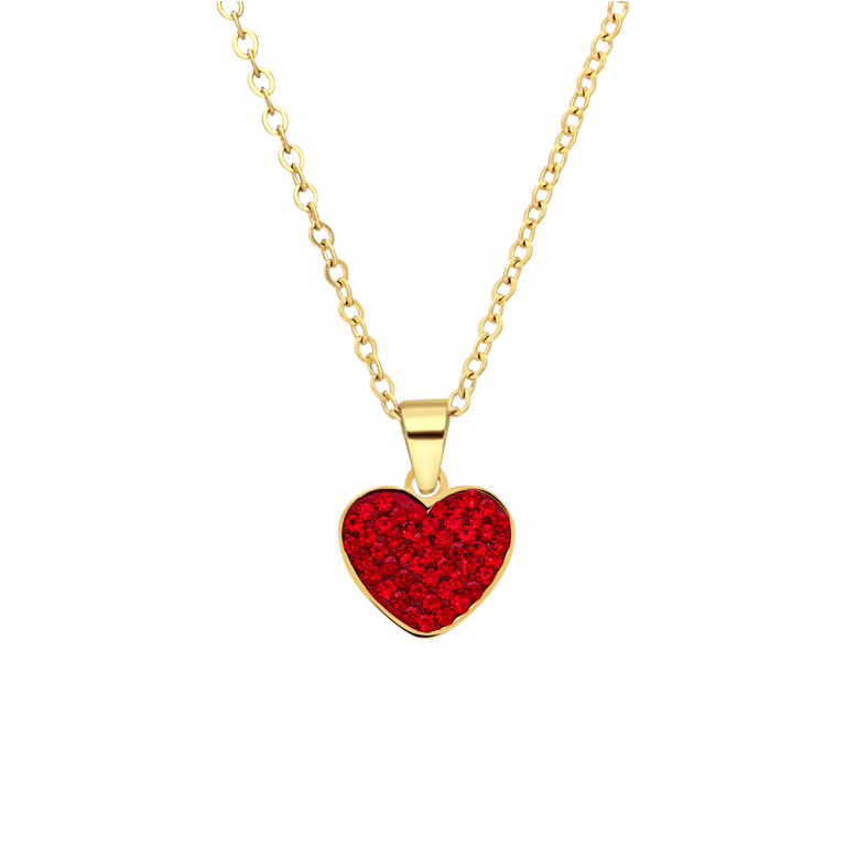 Stalen goldplated ketting hart kristal red velvet