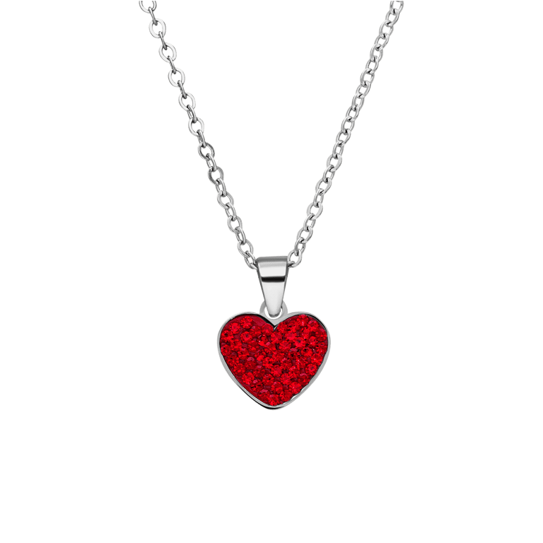 LivLiv stainless steel ketting hart met kristal red velvet voor dames