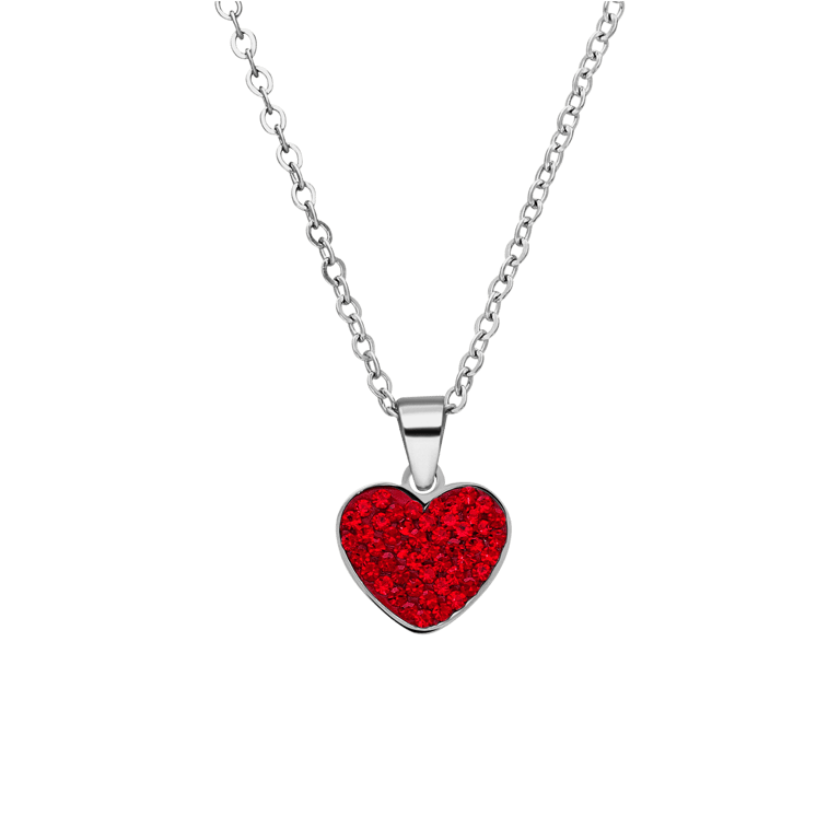 Stalen ketting hart met kristal red velvet