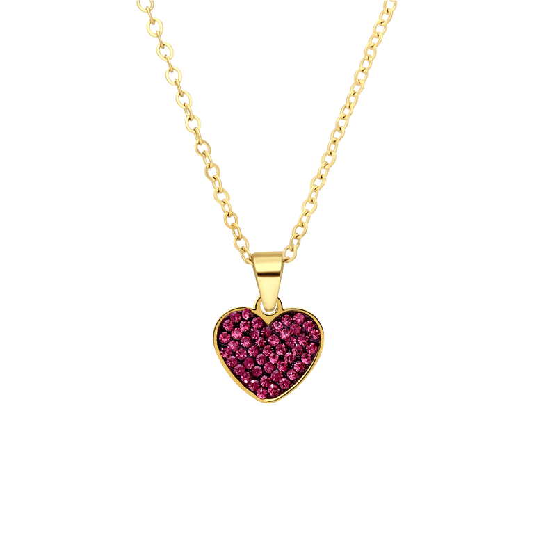 Stalen goldplated ketting hart kristal paars