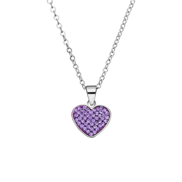 LivLiv stainless steel ketting hart met kristal violet voor dames