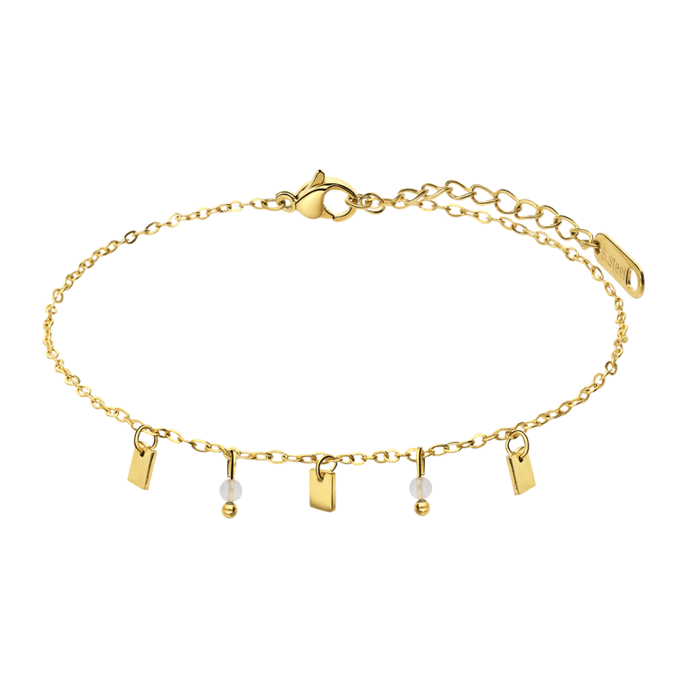 Stalen goldplated fantasiearmband met maansteen voor dames
