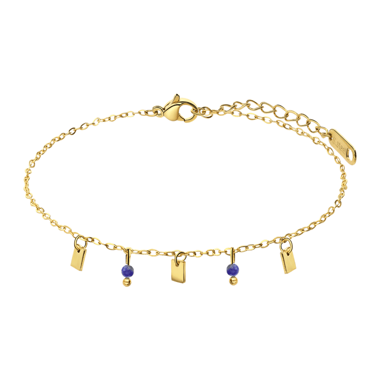 Stalen goldplated armband met lapis lazuli