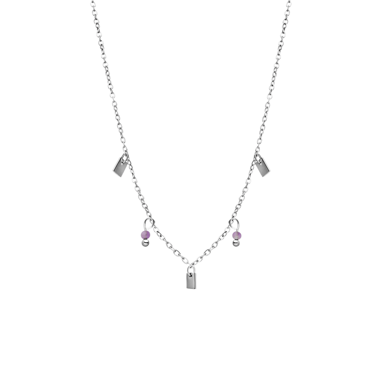 Halskette aus Edelstahl mit Amethyst
