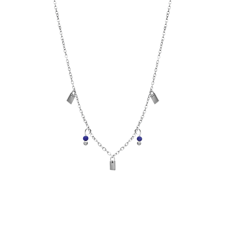 Stalen ketting met lapis lazuli