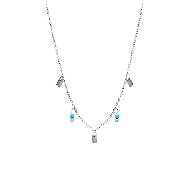 Stalen ketting met turquoise