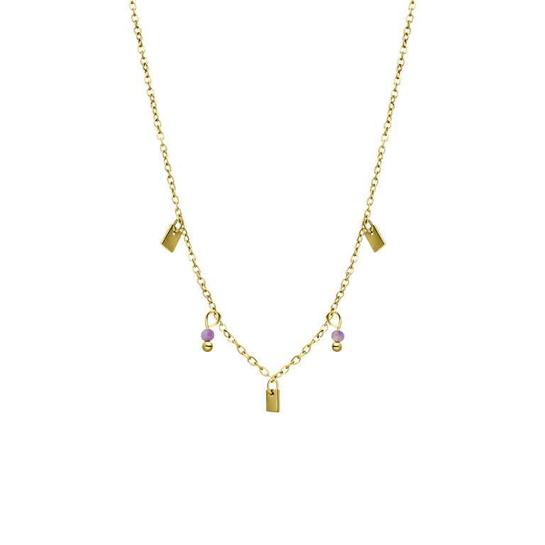 Stalen goldplated ketting met amethyst