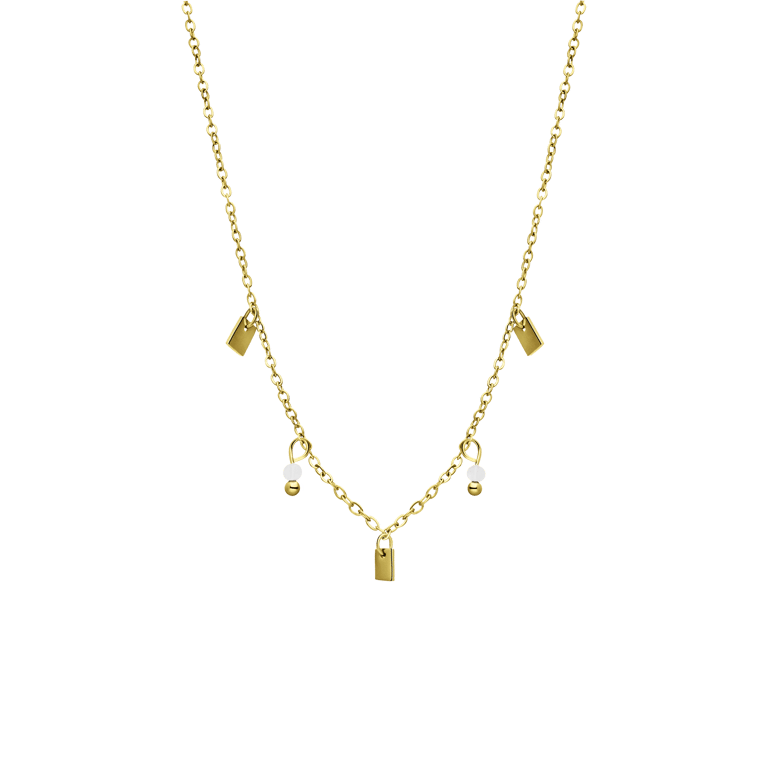 Stalen goldplated ketting met maansteen