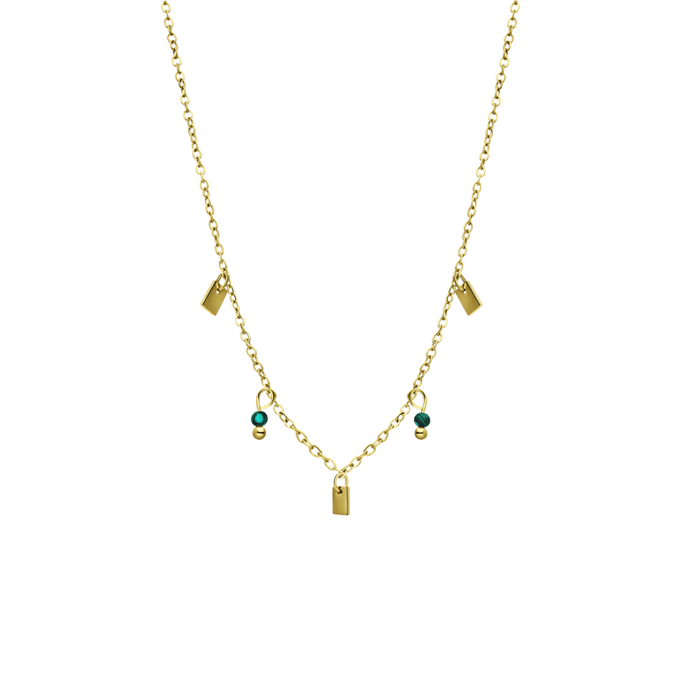 Stalen goldplated ketting met blue lace agaat