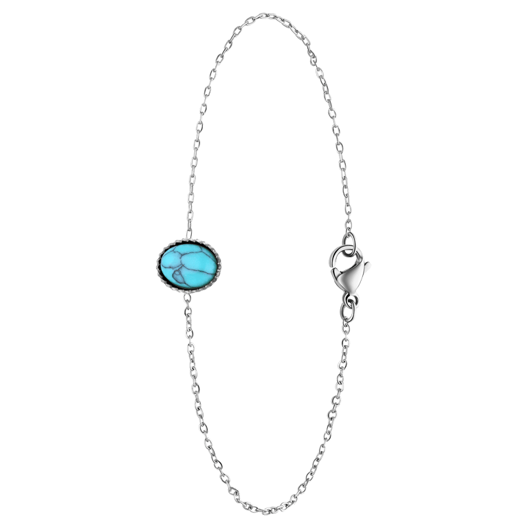 Armband aus Edelstahl, Kugel, mit Türkis