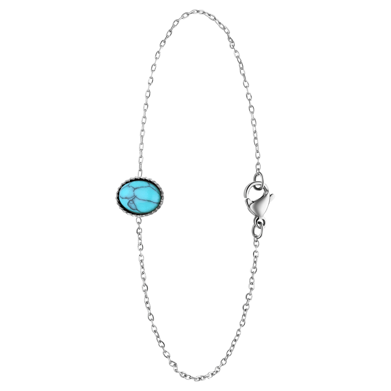 Stainless steel armband bol met turqoise