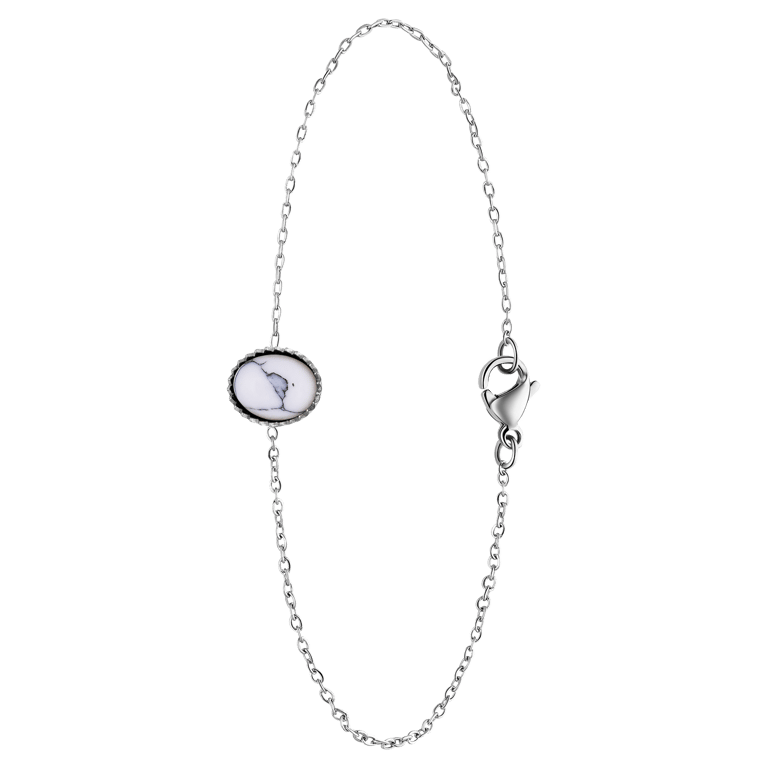 Stainless steel armband met wit turqoise