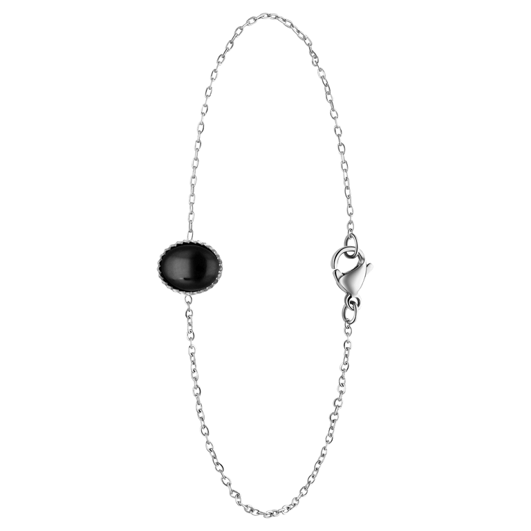 Stainless steel armband met zwart agaat