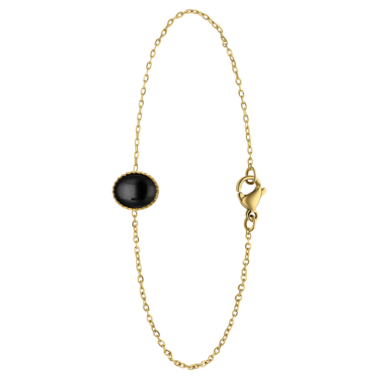 Armband aus Edelstahl, vergoldet, mit schwarzem Achat