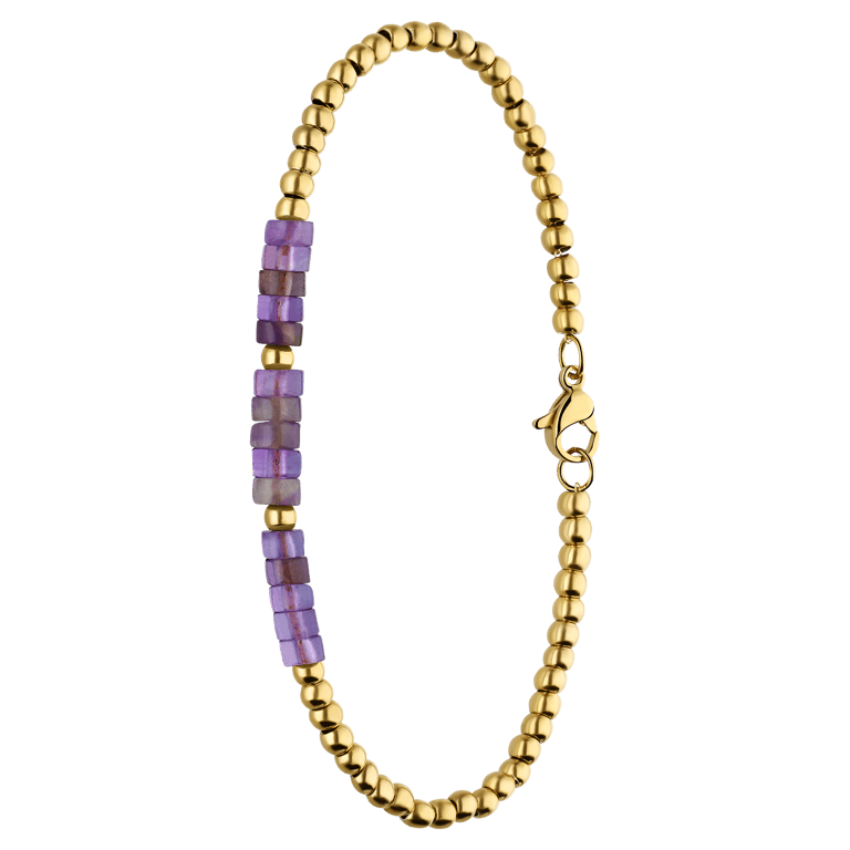 Stalen goldplated armband met amethyst