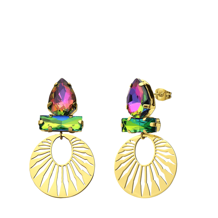 Stainless steel goldplated oorhangers bewerkt voor dames