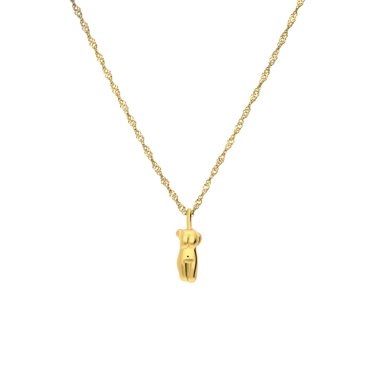 Stalen goldplated ketting met hanger vrouwenlichaam voor dames