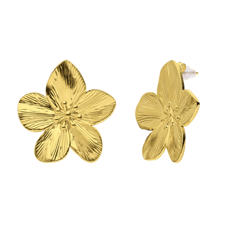 Stainless steel goldplated oorkappen bloemen voor dames