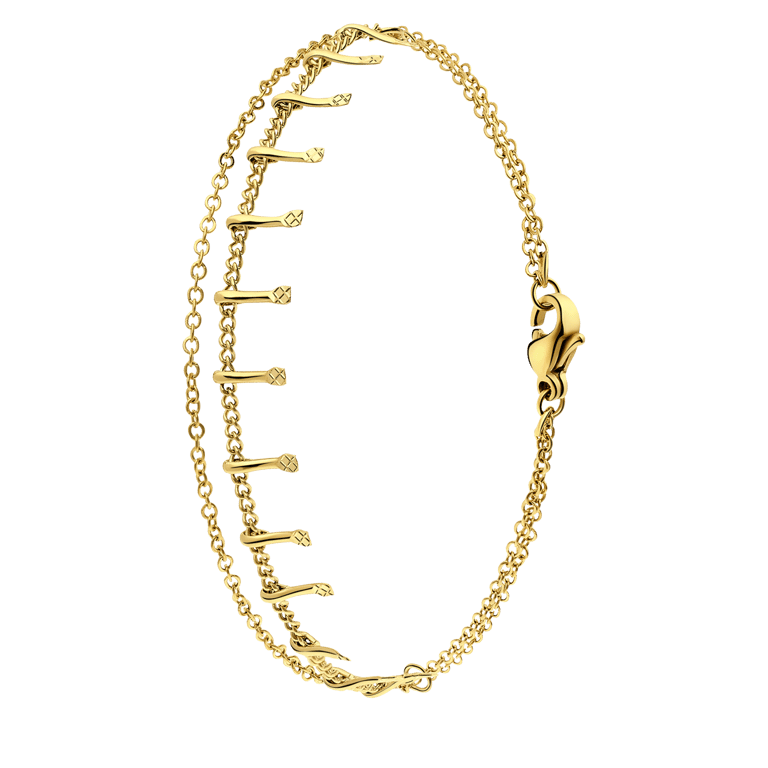 Armband aus Edelstahl, vergoldet, doppelt, rund