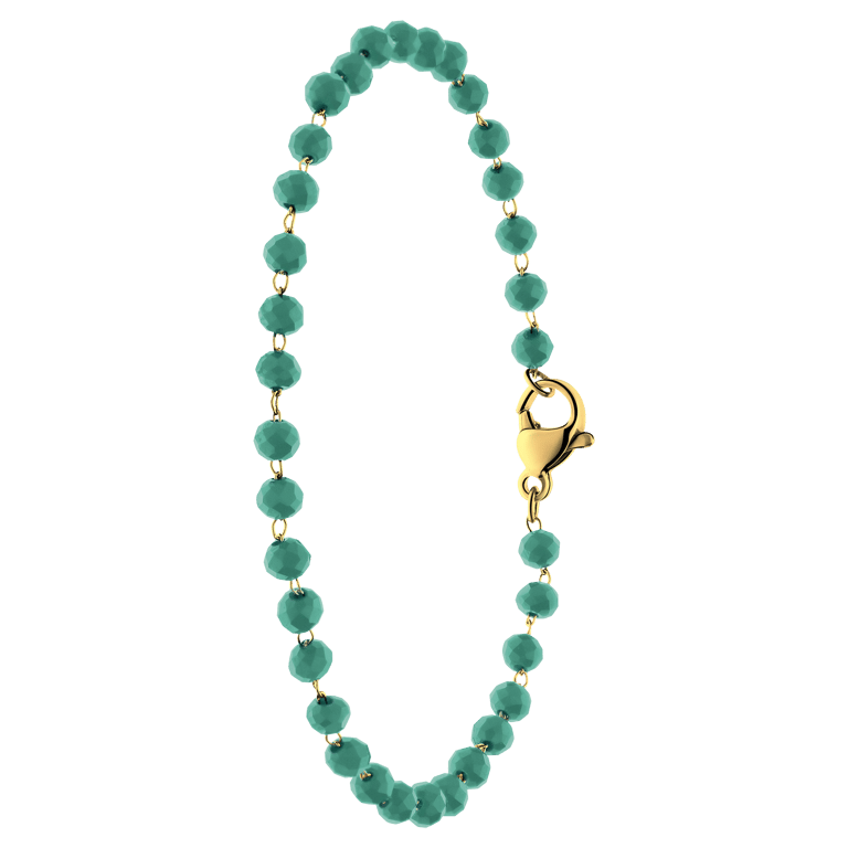 Stainless steel goldplated armband met kralen turqouise